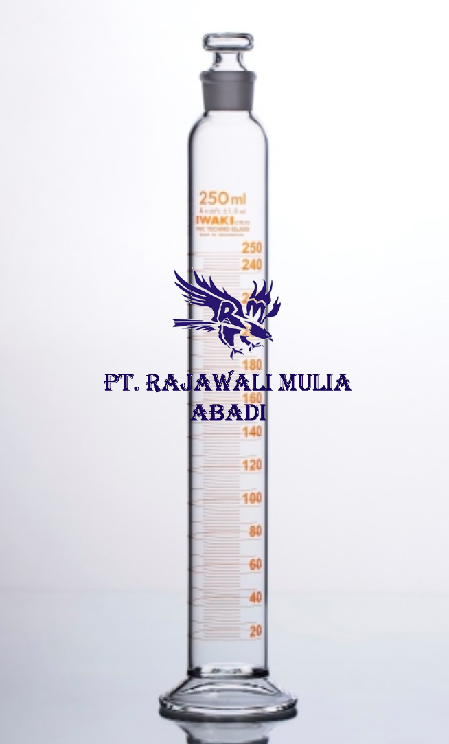 IWAKI Measuring Cylinder, Class A, Amber Graduated, Glass Stopper